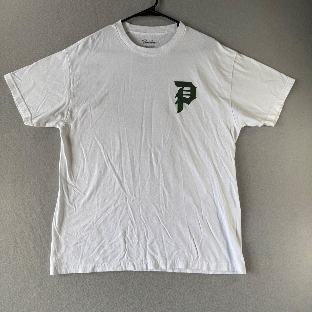 Primitive Skateboarding T Shirt Large White Green P Logo Streetwear Graphic Tee